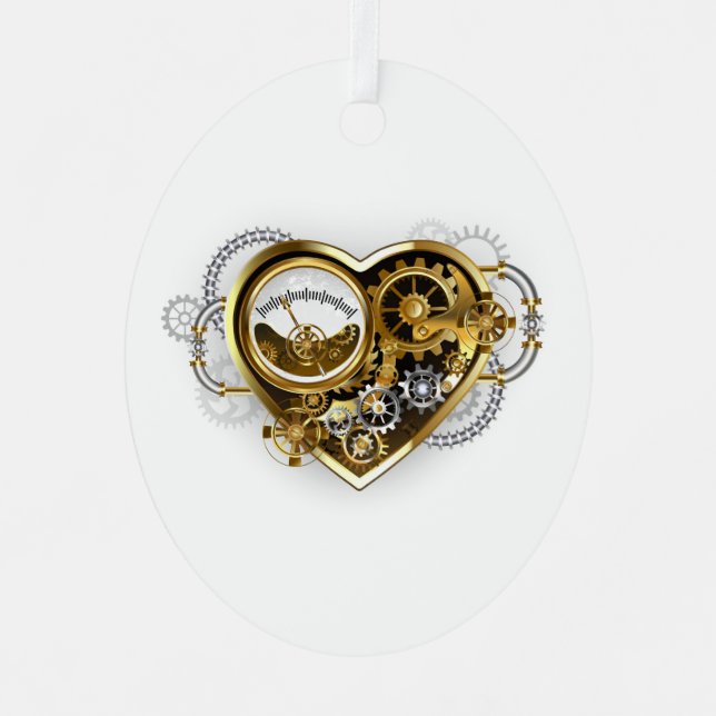 Steampunk Heart with a Manometer Metal Ornament (Front)