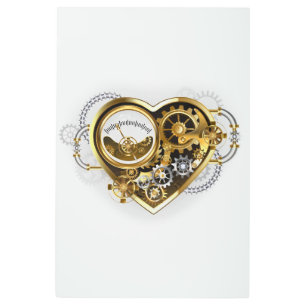 Steampunk Heart with a Manometer Metal Print