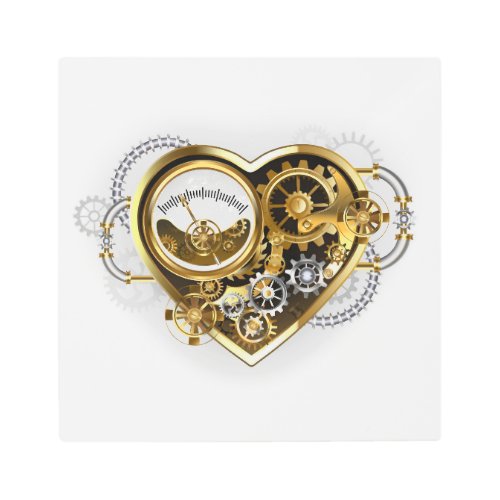 Steampunk Heart with a Manometer Metal Print