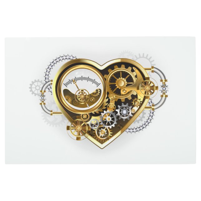 Steampunk Heart with a Manometer Metal Print (Front)