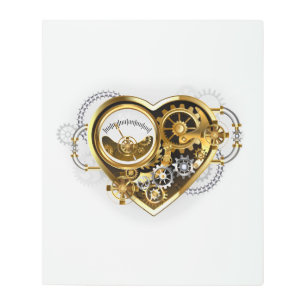 Steampunk Heart with a Manometer Metal Print