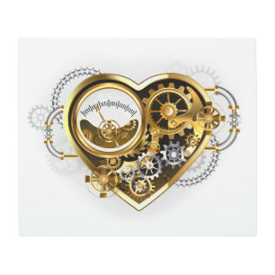 Steampunk Heart with a Manometer Metal Print