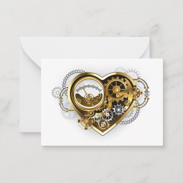 Steampunk Heart with a Manometer Note Card (Front)