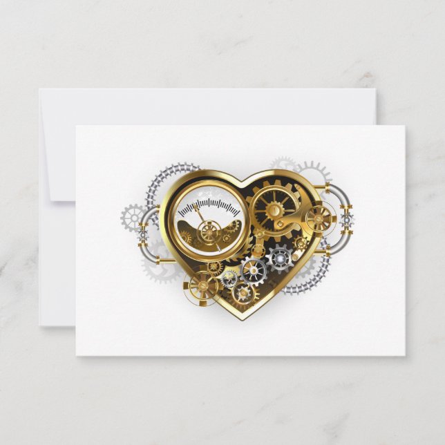 Steampunk Heart with a Manometer Note Card (Front)