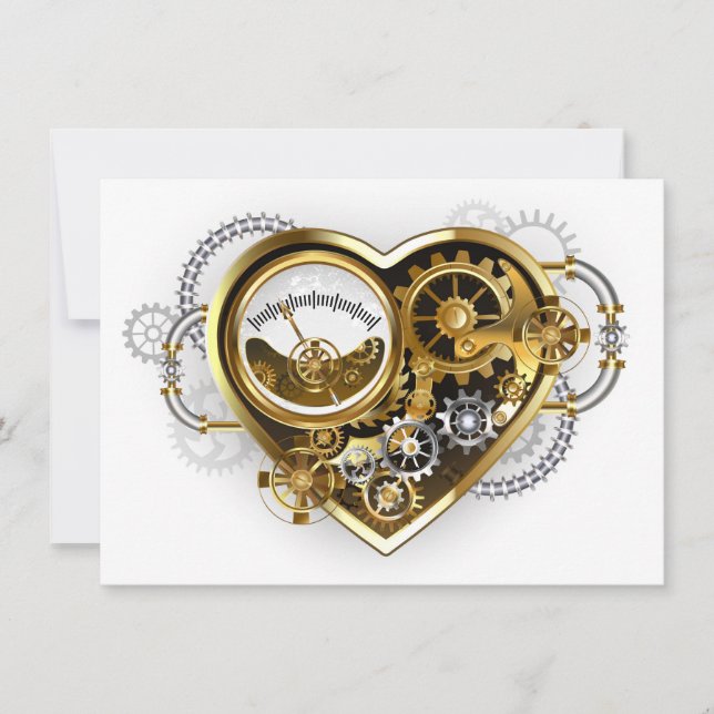 Steampunk Heart with a Manometer Note Card (Front)