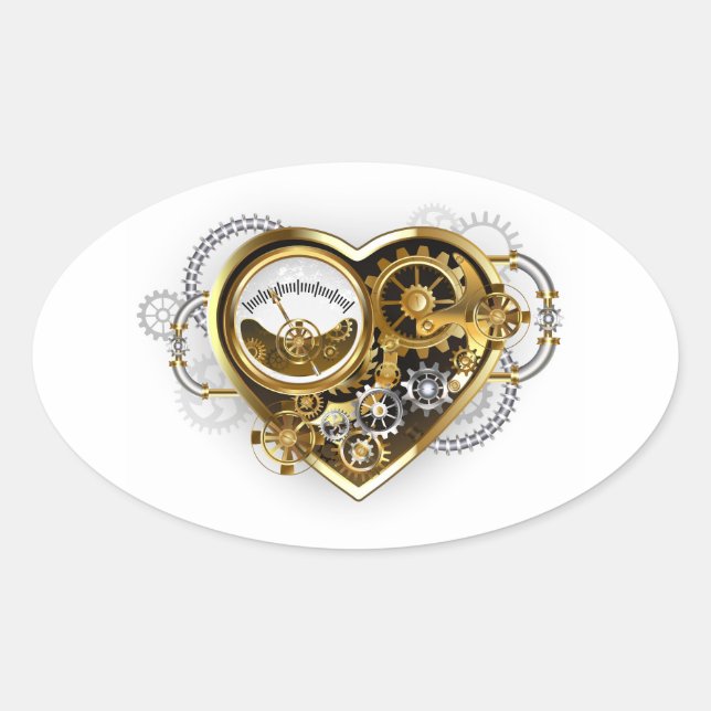 Steampunk Heart with a Manometer Oval Sticker (Front)