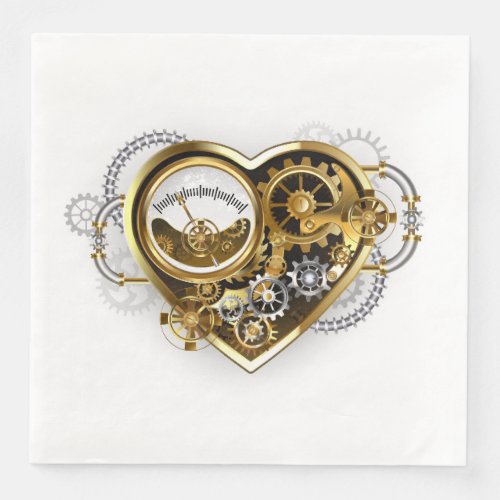 Steampunk Heart with a Manometer Paper Dinner Napkins