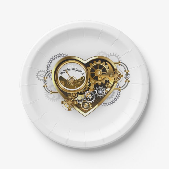 Steampunk Heart with a Manometer Paper Plates (Front)