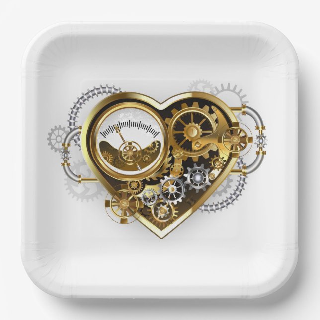 Steampunk Heart with a Manometer Paper Plates (Front)