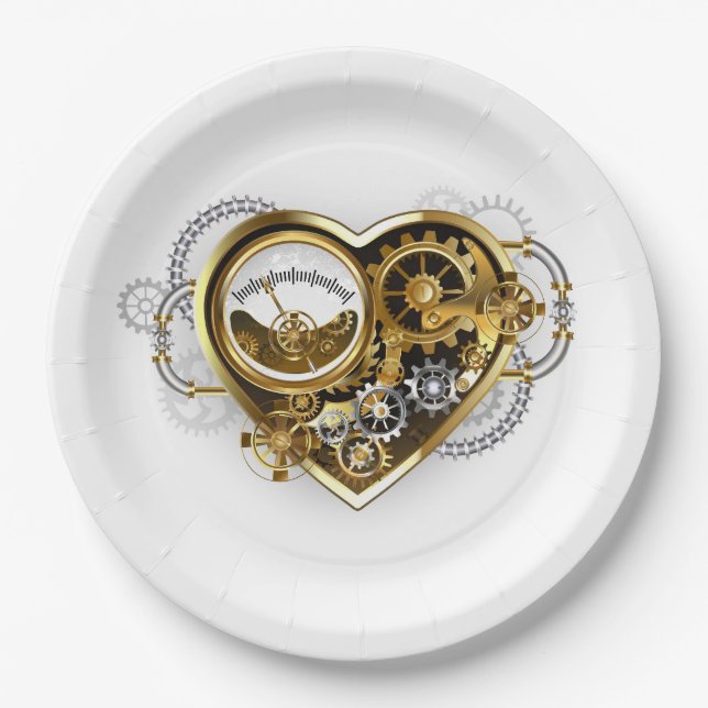 Steampunk Heart with a Manometer Paper Plates (Front)
