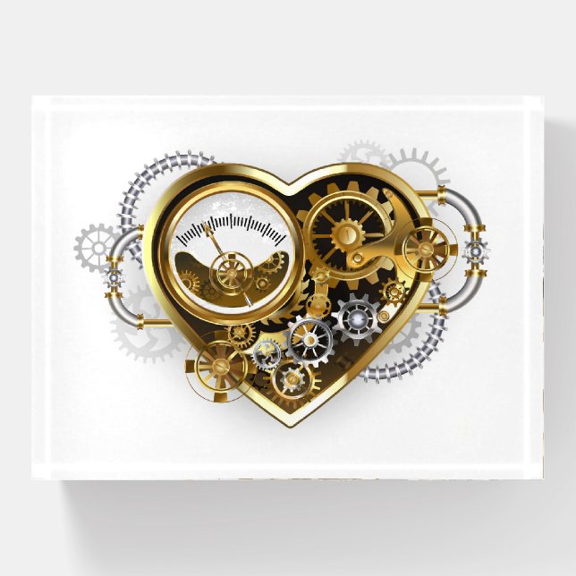 Steampunk Heart with a Manometer Paperweight (Front)