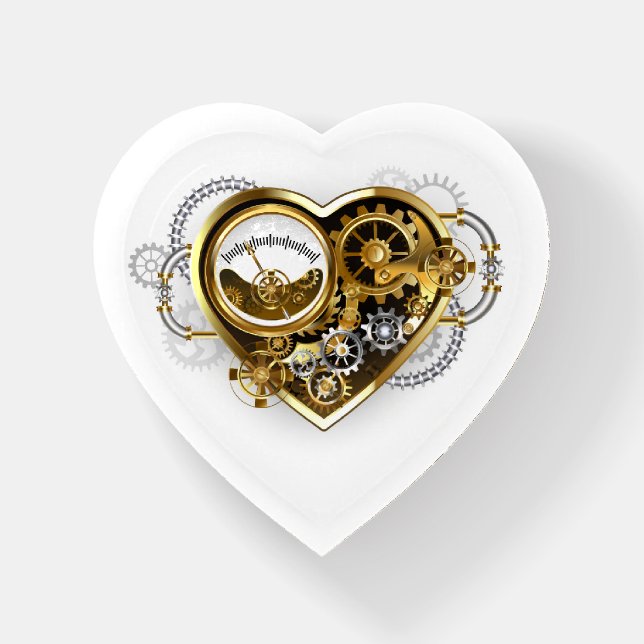 Steampunk Heart with a Manometer Paperweight (Front)