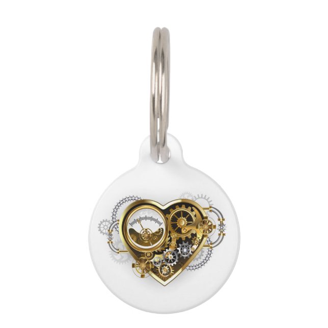 Steampunk Heart with a Manometer Pet ID Tag (Front)