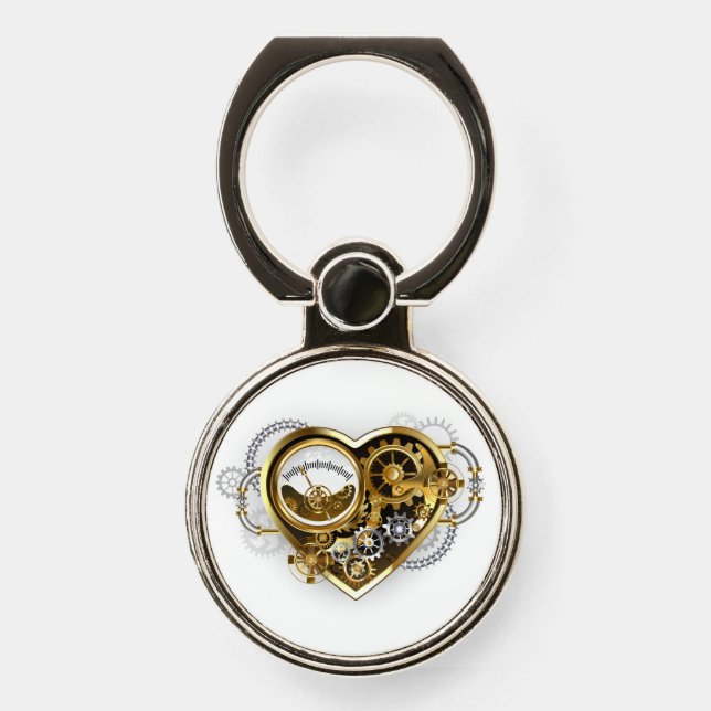 Steampunk Heart with a Manometer Phone Ring Stand (Front)