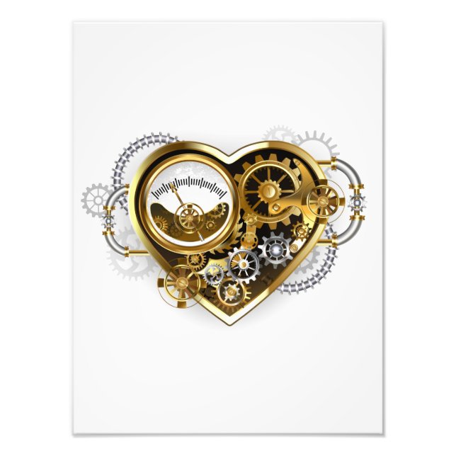 Steampunk Heart with a Manometer Photo Print (Front)