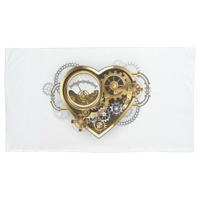 Steampunk Heart with a Manometer Pillow Case (Front-Left)
