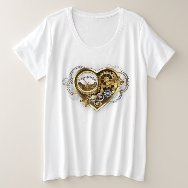 Steampunk Heart with a Manometer Plus Size T-Shirt (Design Front)