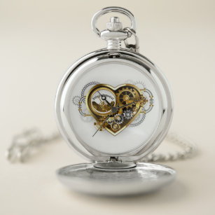 Steampunk Heart with a Manometer Pocket Watch