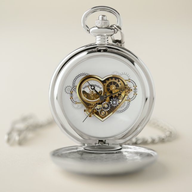 Steampunk Heart with a Manometer Pocket Watch (Inside)