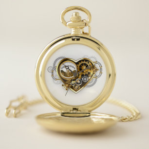 Steampunk Heart with a Manometer Pocket Watch