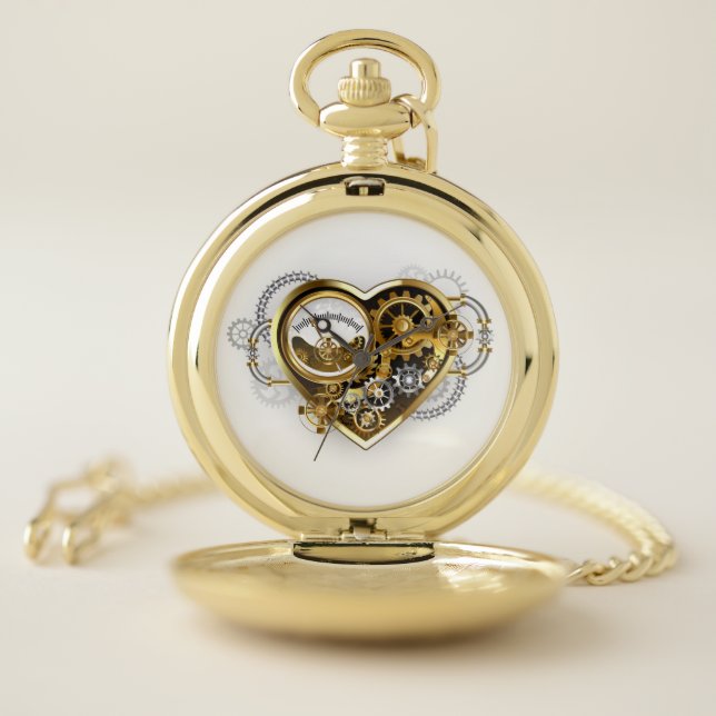 Steampunk Heart with a Manometer Pocket Watch (Inside)