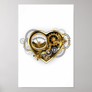 Steampunk Heart with a Manometer Poster