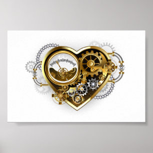 Steampunk Heart with a Manometer Poster