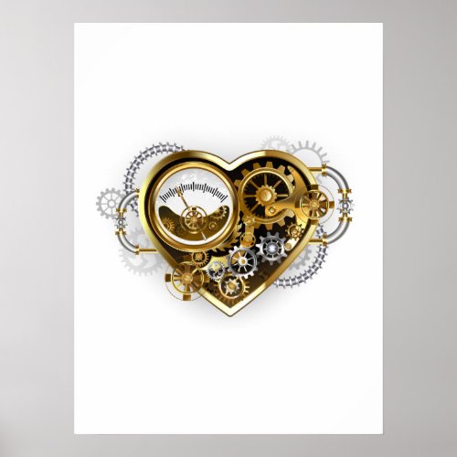 Steampunk Heart with a Manometer Poster