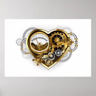 Steampunk Heart with a Manometer Poster