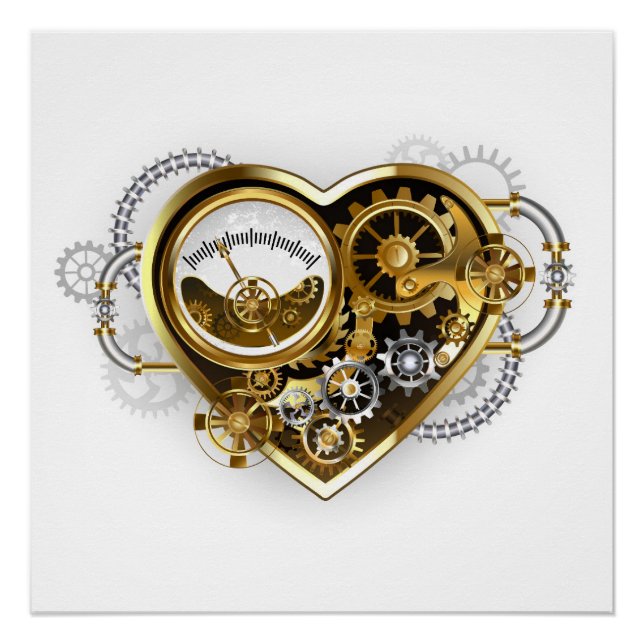 Steampunk Heart with a Manometer Poster (Front)
