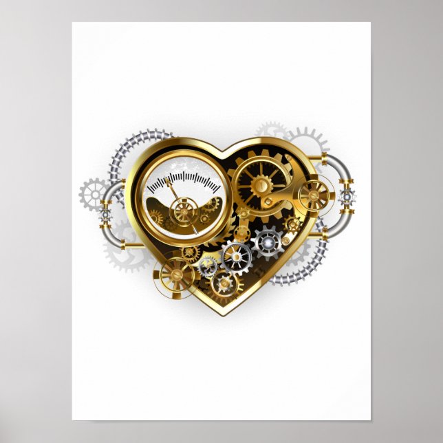 Steampunk Heart with a Manometer Poster (Front)