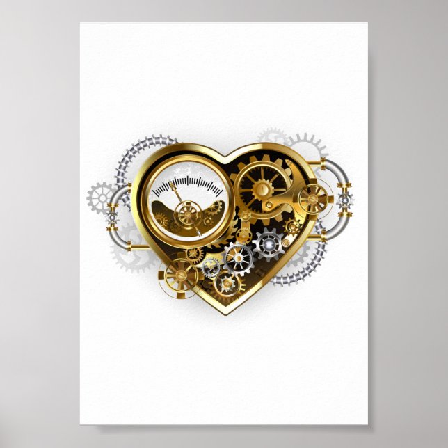 Steampunk Heart with a Manometer Poster (Front)