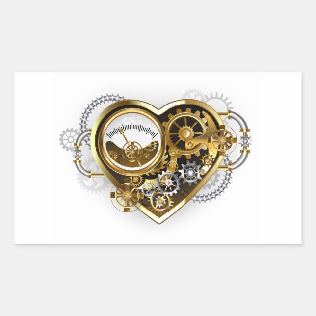 Steampunk Heart with a Manometer Rectangular Sticker (Front)
