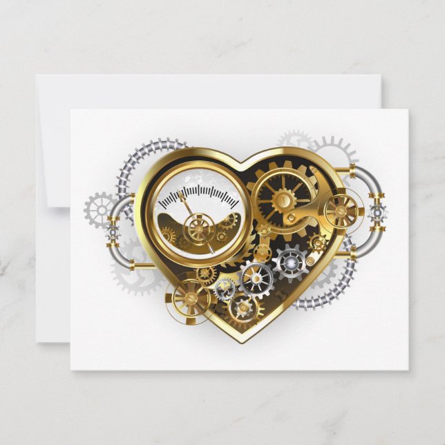 Steampunk Heart with a Manometer Save The Date (Front)
