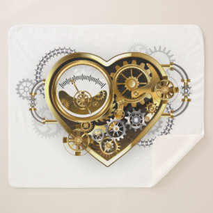 Steampunk Heart with a Manometer Sherpa Blanket