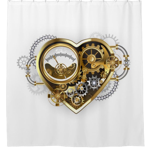 Steampunk Heart with a Manometer Shower Curtain (Front)