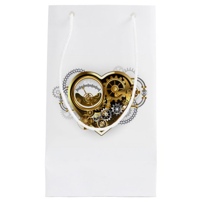 Steampunk Heart with a Manometer Small Gift Bag (Front)