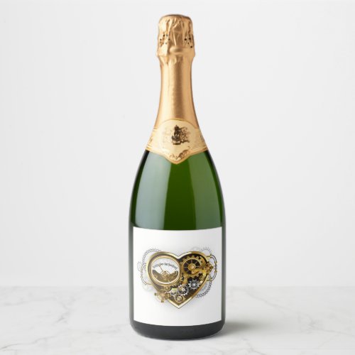 Steampunk Heart with a Manometer Sparkling Wine Label