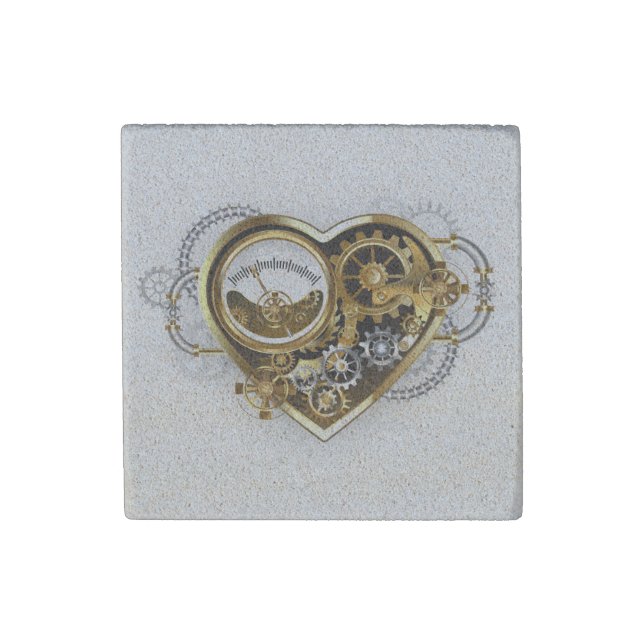Steampunk Heart with a Manometer Stone Magnet (Front)