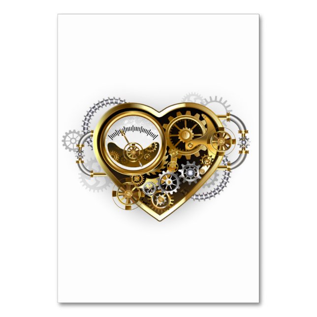 Steampunk Heart with a Manometer Table Number (Front)