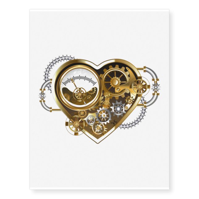 Steampunk Heart with a Manometer Temporary Tattoos (Front)