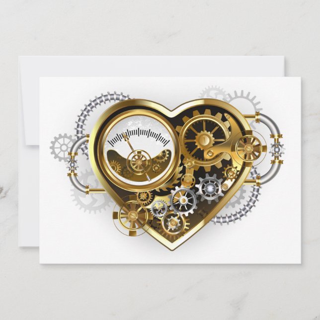 Steampunk Heart with a Manometer Thank You Card (Front)