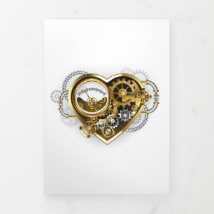 Steampunk Heart with a Manometer Tri-Fold Card