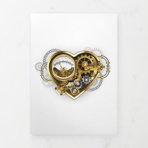 Steampunk Heart with a Manometer Tri-Fold Card