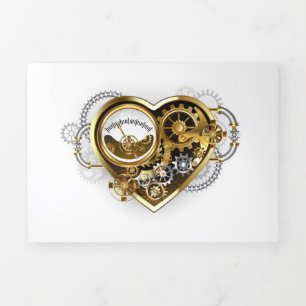 Steampunk Heart with a Manometer Tri-Fold Holiday Card