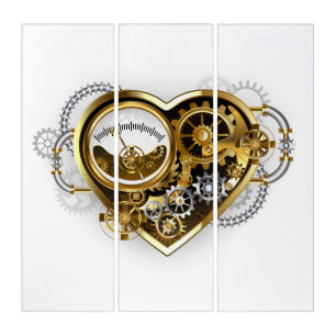 Steampunk Heart with a Manometer Triptych
