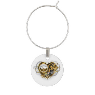 Steampunk Heart with a Manometer Wine Charm