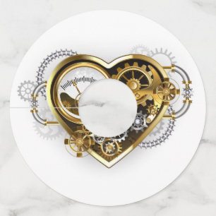 Steampunk Heart with a Manometer Wine Glass Tag