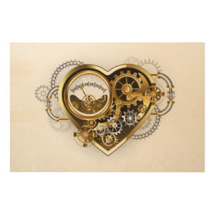 Steampunk Heart with a Manometer Wood Wall Art