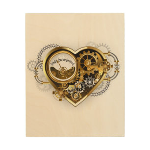 Steampunk Heart with a Manometer Wood Wall Art